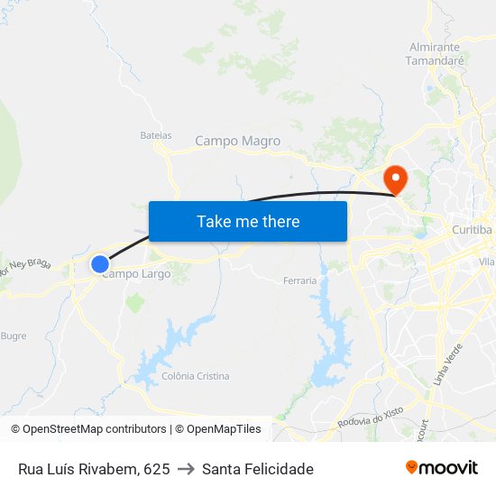 Rua Luís Rivabem, 625 to Santa Felicidade map