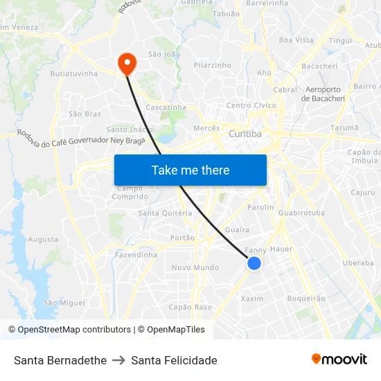 Santa Bernadethe to Santa Felicidade map