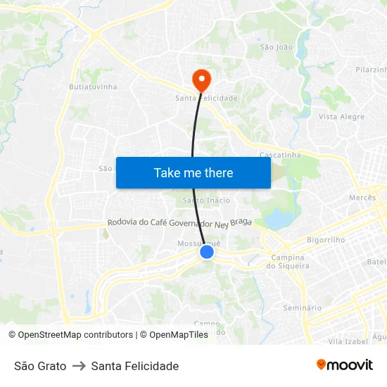 São Grato to Santa Felicidade map
