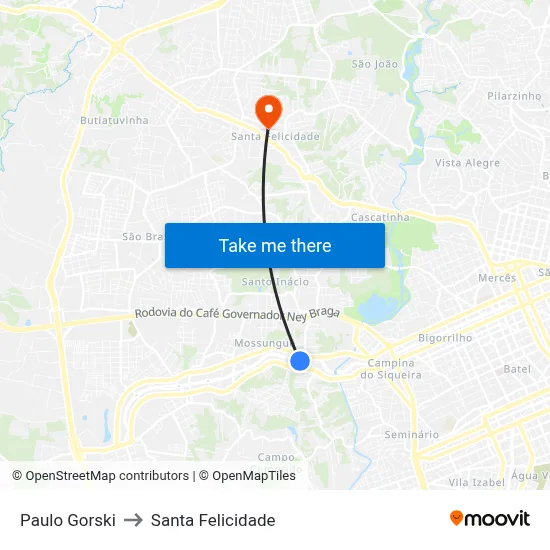 Paulo Gorski to Santa Felicidade map