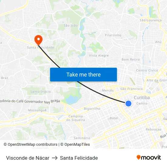 Visconde de Nácar to Santa Felicidade map