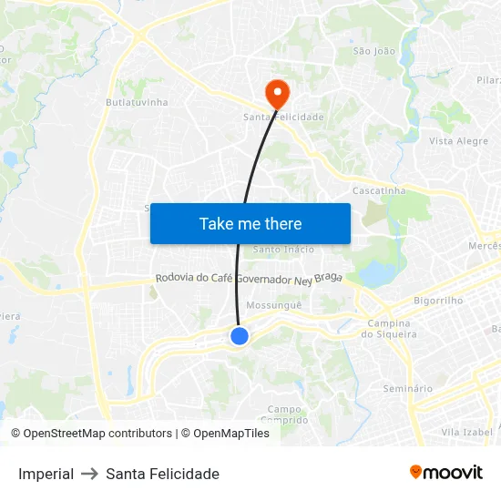 Imperial to Santa Felicidade map