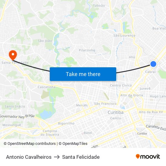 Antonio Cavalheiros to Santa Felicidade map