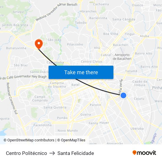 Centro Politécnico to Santa Felicidade map