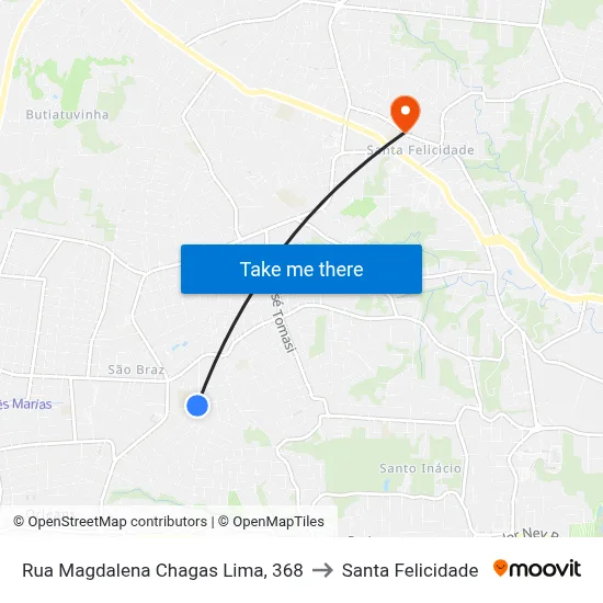 Rua Magdalena Chagas Lima, 368 to Santa Felicidade map