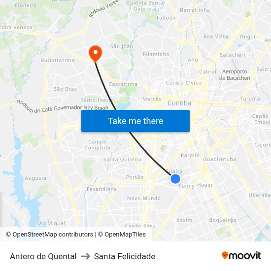 Antero de Quental to Santa Felicidade map