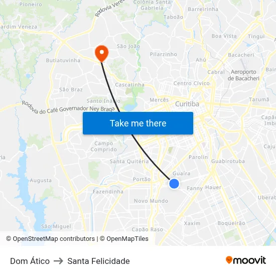 Dom Ático to Santa Felicidade map