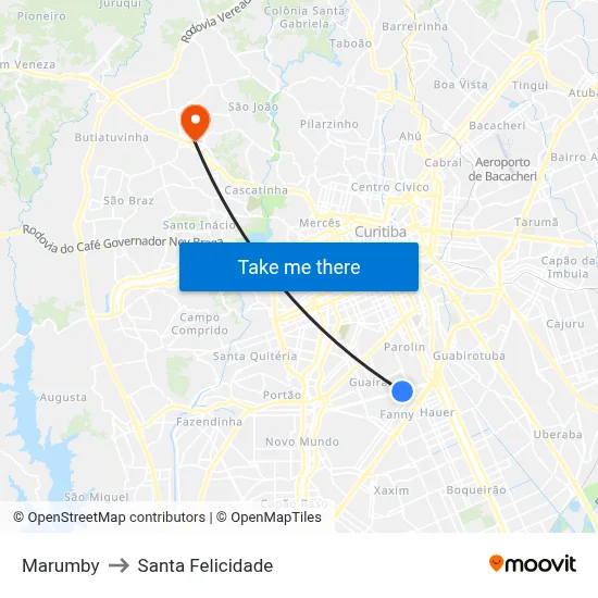 Marumby to Santa Felicidade map