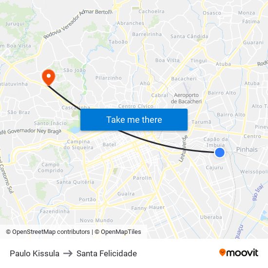 Paulo Kissula to Santa Felicidade map