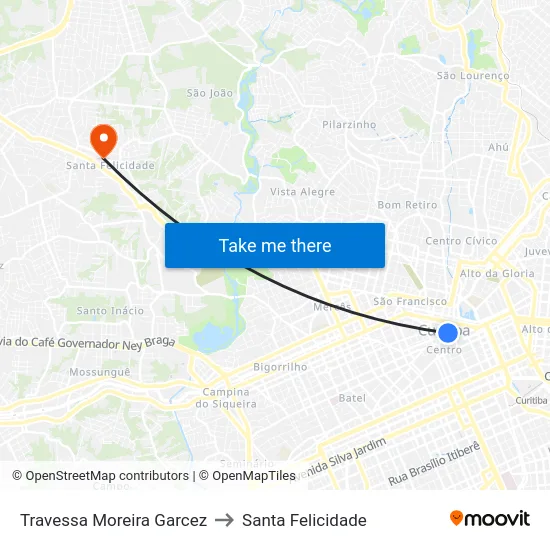 Travessa Moreira Garcez (275) to Santa Felicidade map