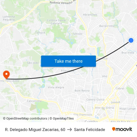 R. Delegado Miguel Zacarias, 60 to Santa Felicidade map
