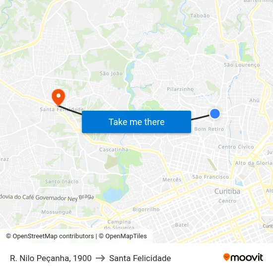 R. Nilo Peçanha, 1900 to Santa Felicidade map