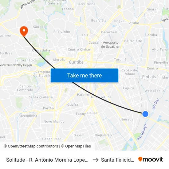 Solitude - R. Antônio Moreira Lopes, 251 to Santa Felicidade map