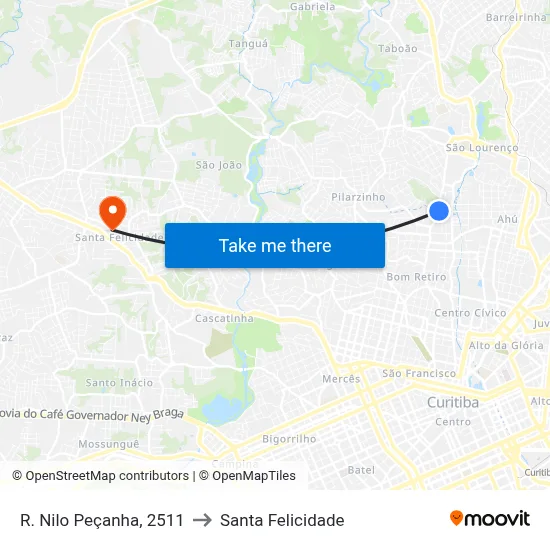 R. Nilo Peçanha, 2511 to Santa Felicidade map