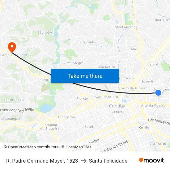 R. Padre Germano Mayer, 1523 to Santa Felicidade map