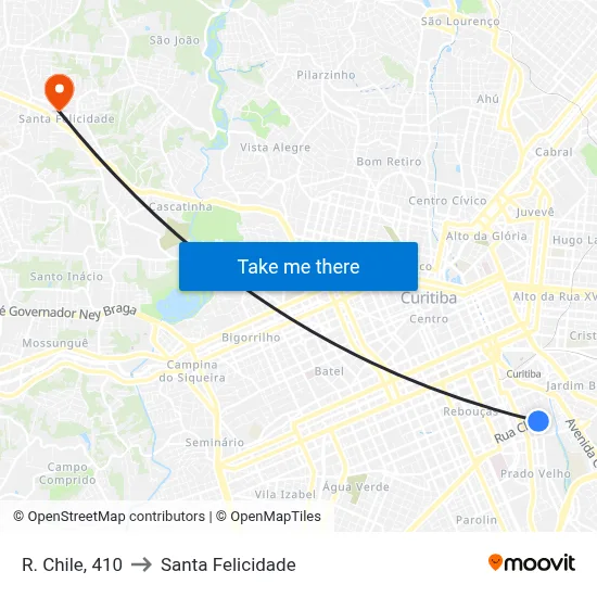 R. Chile, 410 to Santa Felicidade map