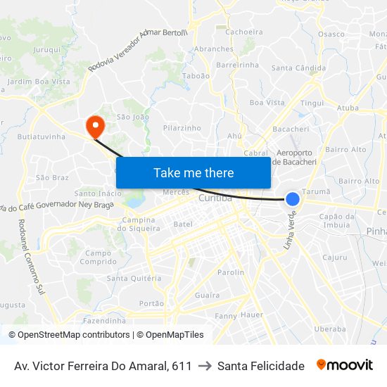 Av. Victor Ferreira Do Amaral, 611 to Santa Felicidade map