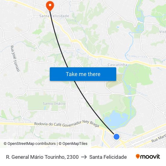 R. General Mário Tourinho, 2300 to Santa Felicidade map