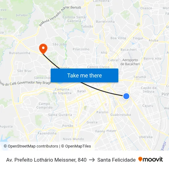 Av. Prefeito Lothário Meissner, 840 to Santa Felicidade map