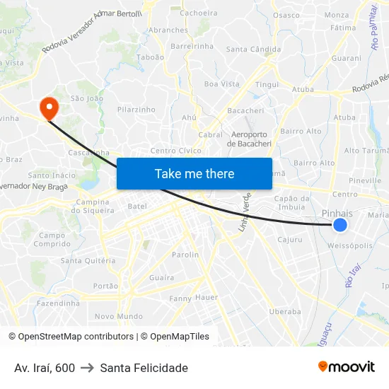 Av. Iraí, 600 to Santa Felicidade map