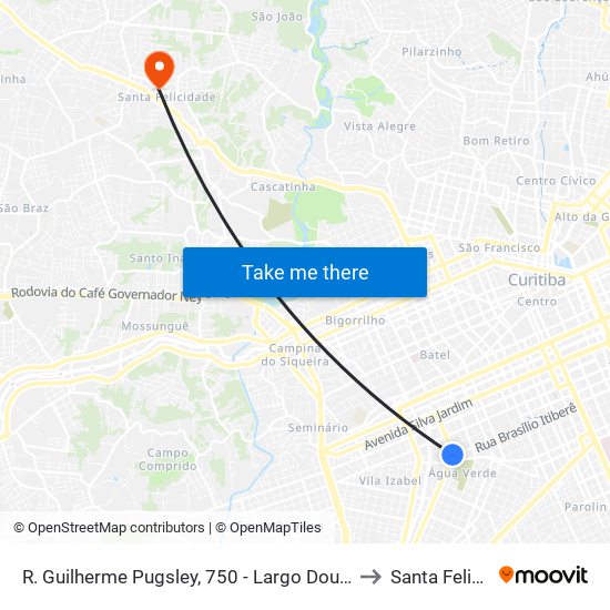 R. Guilherme Pugsley, 750 - Largo Doutor Acir Mullinari to Santa Felicidade map
