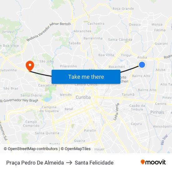 Praça Pedro De Almeida to Santa Felicidade map