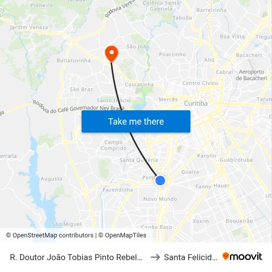 R. Doutor João Tobias Pinto Rebelo, 3500 to Santa Felicidade map