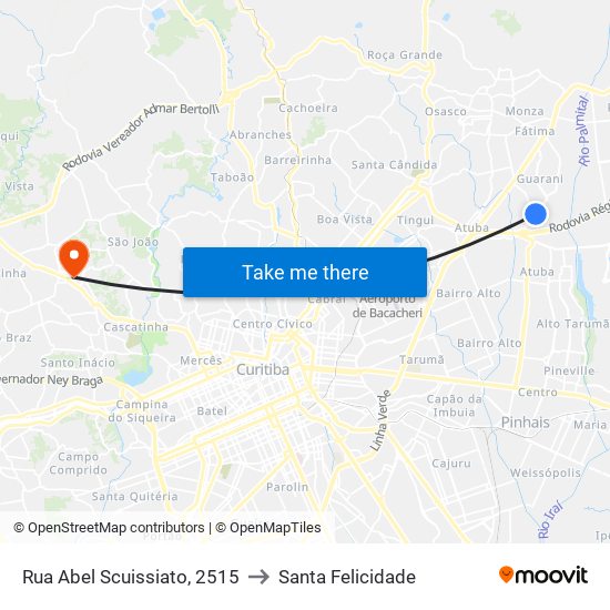 Rua Abel Scuissiato, 2515 to Santa Felicidade map