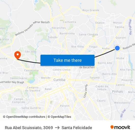 Rua Abel Scuissiato, 3069 to Santa Felicidade map