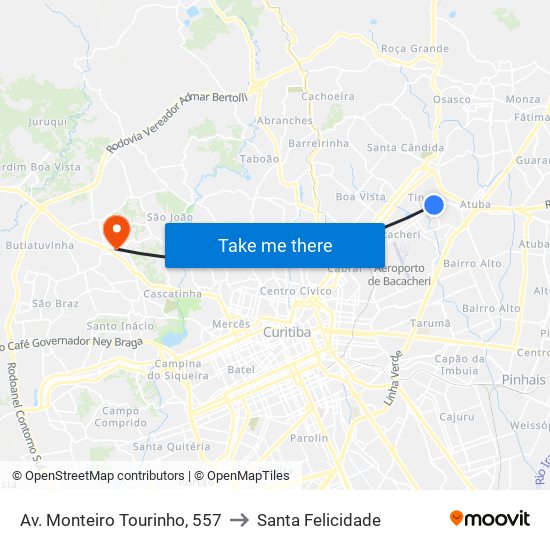 Av. Monteiro Tourinho, 557 to Santa Felicidade map