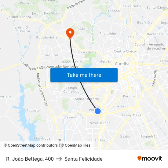 R. João Bettega, 400 to Santa Felicidade map