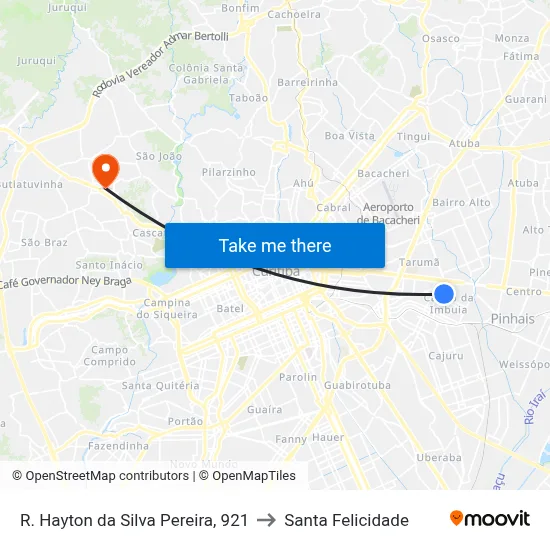 R. Hayton da Silva Pereira, 921 to Santa Felicidade map