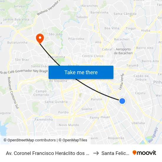 Av. Coronel Francisco Heráclito dos Santos, 1422 to Santa Felicidade map