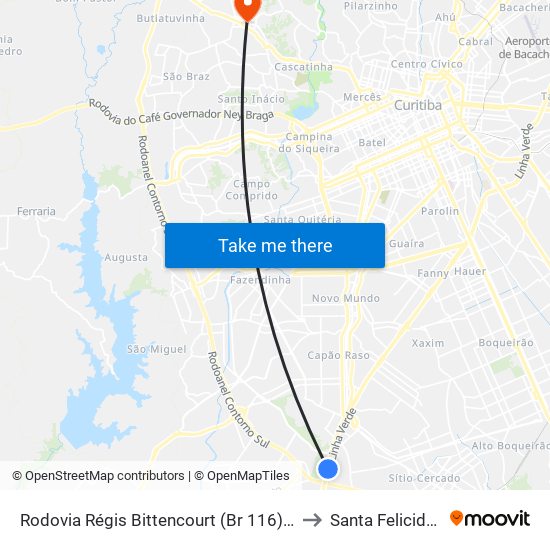 Rodovia Régis Bittencourt (Br 116) - Mili to Santa Felicidade map