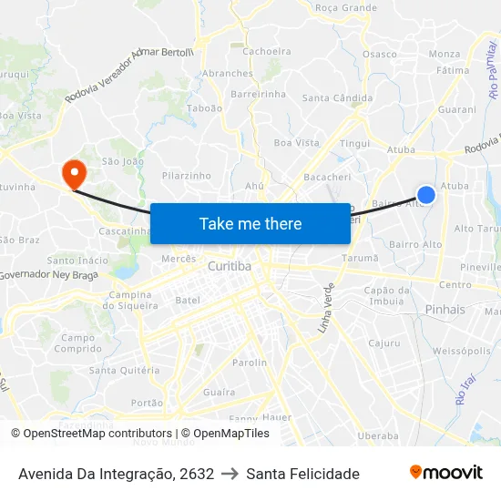 Avenida Da Integração, 2632 to Santa Felicidade map