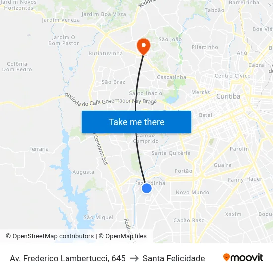 Av. Frederico Lambertucci, 645 to Santa Felicidade map