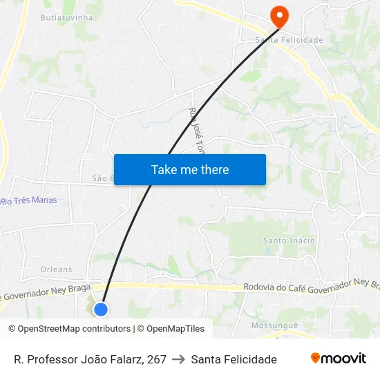 R. Professor João Falarz, 267 to Santa Felicidade map