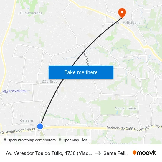 Av. Vereador Toaldo Túlio, 4730 (Viaduto Toaldo Túlio) to Santa Felicidade map