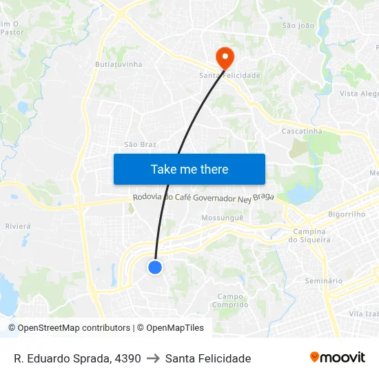 R. Eduardo Sprada, 4390 to Santa Felicidade map