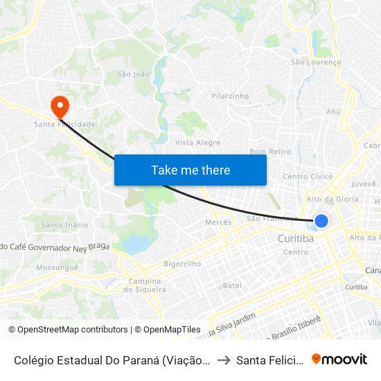 Colégio Estadual Do Paraná (Viação Colombo) to Santa Felicidade map