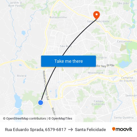 Rua Eduardo Sprada, 6579-6817 to Santa Felicidade map