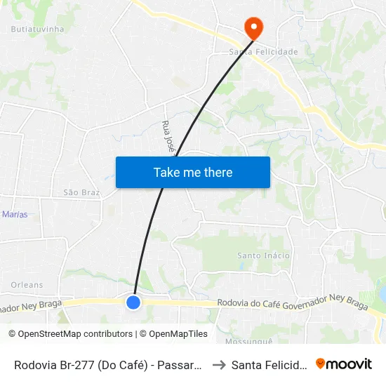 Rodovia Br-277 (Do Café) - Passarela Brf to Santa Felicidade map