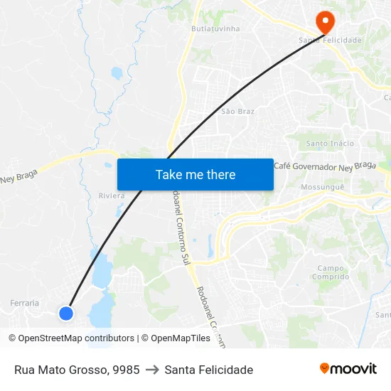 Rua Mato Grosso, 9985 to Santa Felicidade map