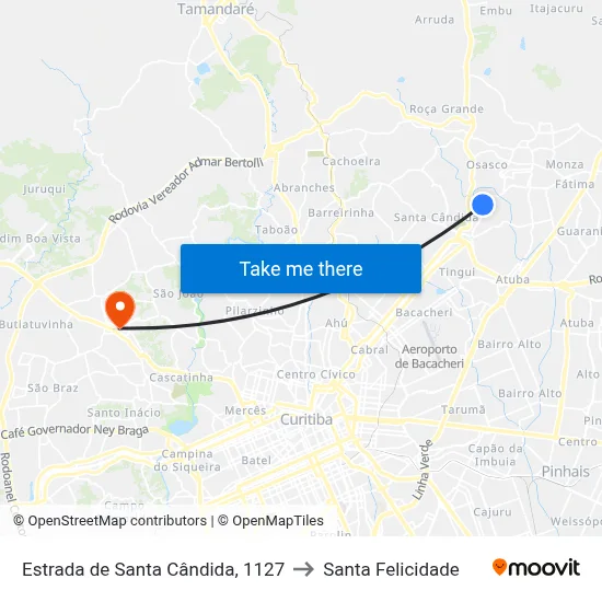 Estrada de Santa Cândida, 1127 to Santa Felicidade map
