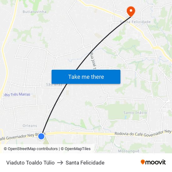 Viaduto Toaldo Túlio to Santa Felicidade map