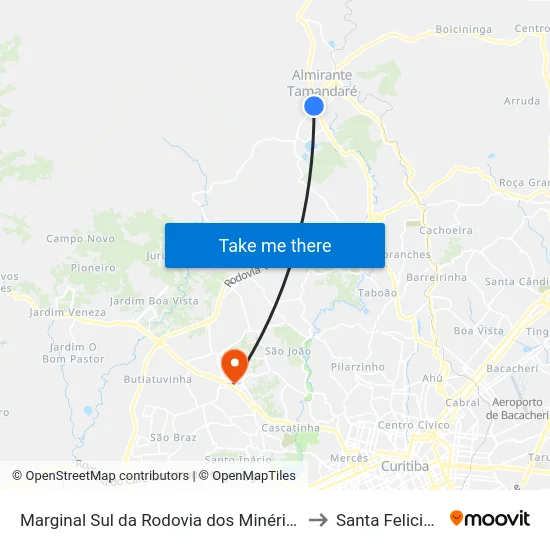 Marginal Sul da Rodovia dos Minérios, 5500 to Santa Felicidade map