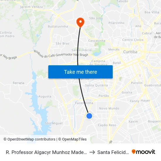R. Professor Algacyr Munhoz Mader, 2411 to Santa Felicidade map