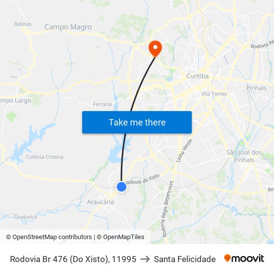 Rodovia Br 476 (Do Xisto), 11995 to Santa Felicidade map