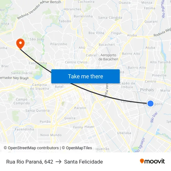 R. Rio Paraná, 702 to Santa Felicidade map