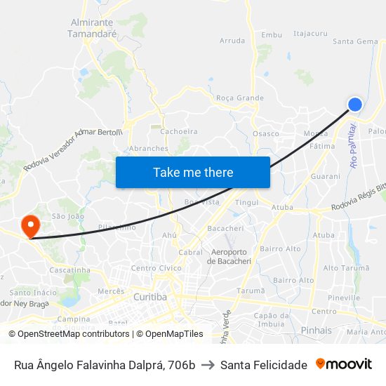 Rua Ângelo Falavinha Dalprá, 706b to Santa Felicidade map